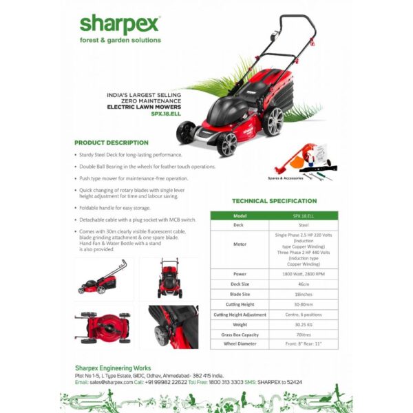 Sharpex 1800W Electric Lawn Mower 18 Inch Blade - Image 6