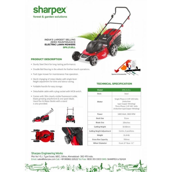 Sharpex 1800W Electric Lawn Mower 21 Inch Blade - Image 9